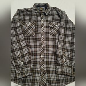 Lee Men's Black and Gray Plaid Button Down Shirt